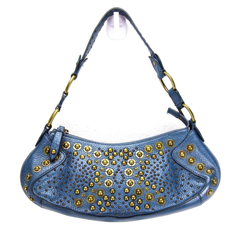 Cole Haan Leather Vintage Blue Studed Purse